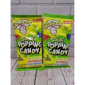 2 Bags- Warheads Sour Popping Candy,  Three Flavors,  Each Bag Has 4-packs